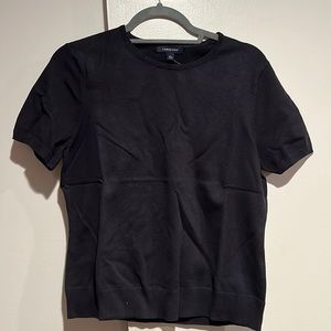 Lands End navy knit short sleeve sweater shirt